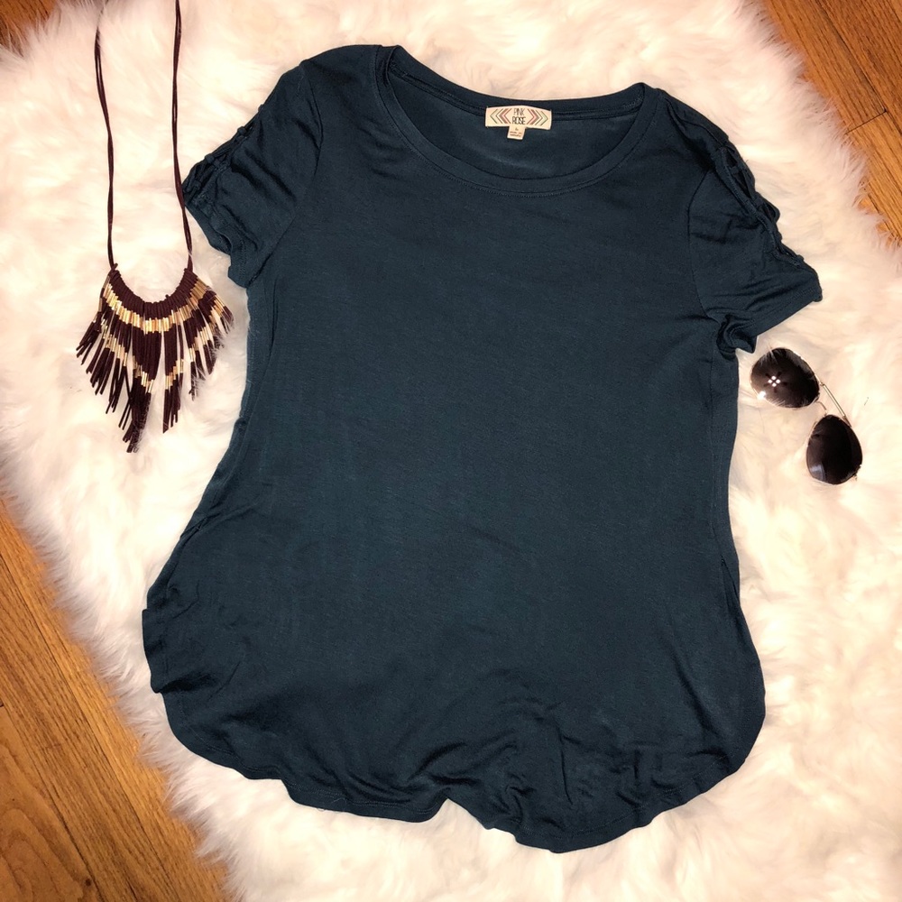 Blue shirt with sleeve detail